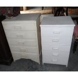 A pair of cream painted cabinets