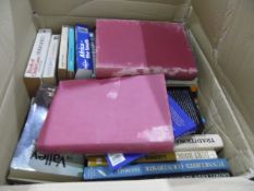 Six boxes of sundry hard and softback books