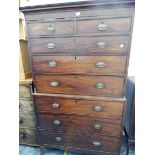 A 19th century mahogany tallboy with two short and six graduated drawers, on shaped bracket feet,