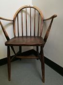 Small Windsor stickback hardwood open arm elbow chair