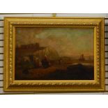 Continental school (19th century) Oil on canvas "Bringing Home the Catch",