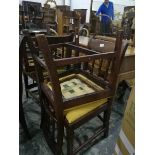 A set of eight 19th century dining chairs with yellow seats,