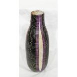 A Swedish Upsal-Ekeby pottery vase with linear decoration in bands of green, purple and black,