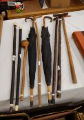 A quantity of various walking sticks,