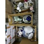 A quantity of china including teaware, blue and white dinner service, etc.