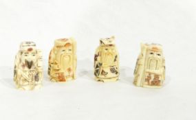 Four small Oriental ivory figures,