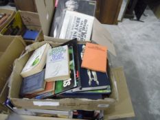Three boxes of sundry hard and softback books including collection on Marilyn Monroe
