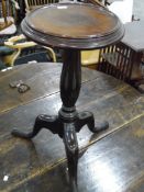 A mahogany circular tripod occasional table,