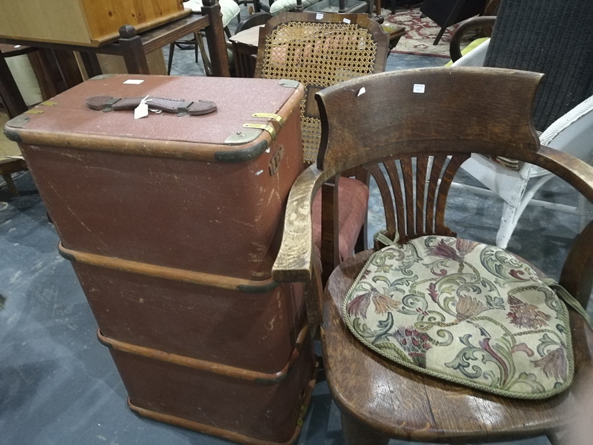 An oak tub chair on cabriole legs,