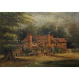 British school (early 20th century) Oil on canvas Horse and cart outside a house,