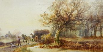 Arthur Willett Pair of watercolours Country scenes, one with a cottage beyond a river,