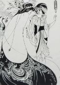 A large black and white print of Art Nouveau style couple and other items