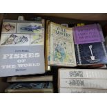 Five boxes of sundry hard and softback books