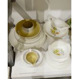 Susie Cooper 'Sunflower' pattern tableware including plates of various sizes, bowls, gravy jug, etc.