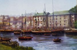 After Keith Platt Set of three colour prints Harbour scenes and Pencil drawing Ducks (4)