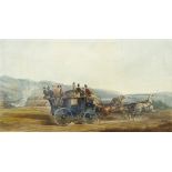 After C C Henderson Coloured engraving "Fores's Coaching Incidents - The Road Versus Rail",