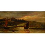 British school (early 20th century) Oil on canvas River scene with boats,