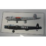 Bruce Robertson Four fine original watercolour artworks Avro Shackleton MR3 and Avro Lincoln B2