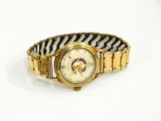 A gentleman's Helser strap watch with gilt metal expanding strap