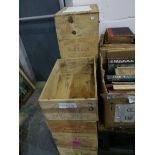 Ten assorted old wooden wine crates