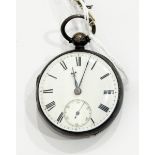 A silver open faced pocket watch with subsidiary seconds dial