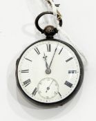 A silver open faced pocket watch with subsidiary seconds dial