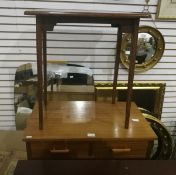 A dwarf mahogany cabinet, an oak occasional table,
