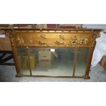 A Regency gilt overmantel mirror of rectangular form,