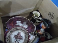 A quantity of decorative ceramics including pink lustre and stoneware (3 boxes)