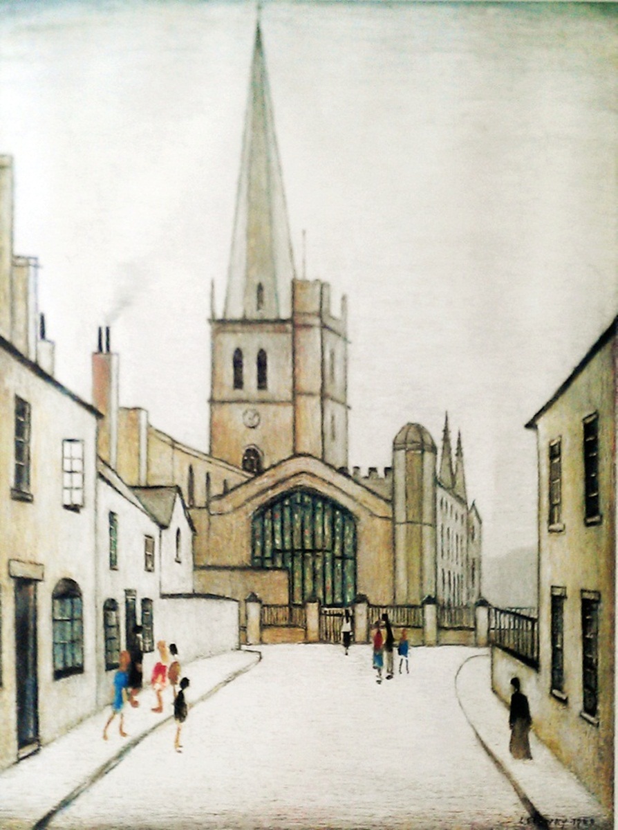 After L S Lowry (1887-1976) Limited edition colour print Burford Church,