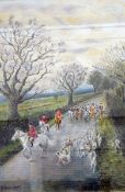 Norma Fraser-Smith Pastel "The Hunt", signed lower left and inscribed verso, 51cm x 34.