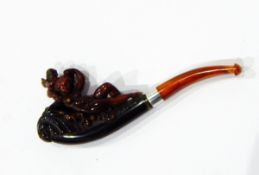 A Victorian carved meerschaum type pipe,