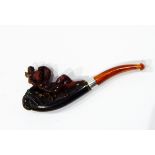 A Victorian carved meerschaum type pipe,