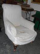 Pair of white fabric covered armchairs