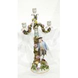 A pair of continental porcelain figural candlesticks,