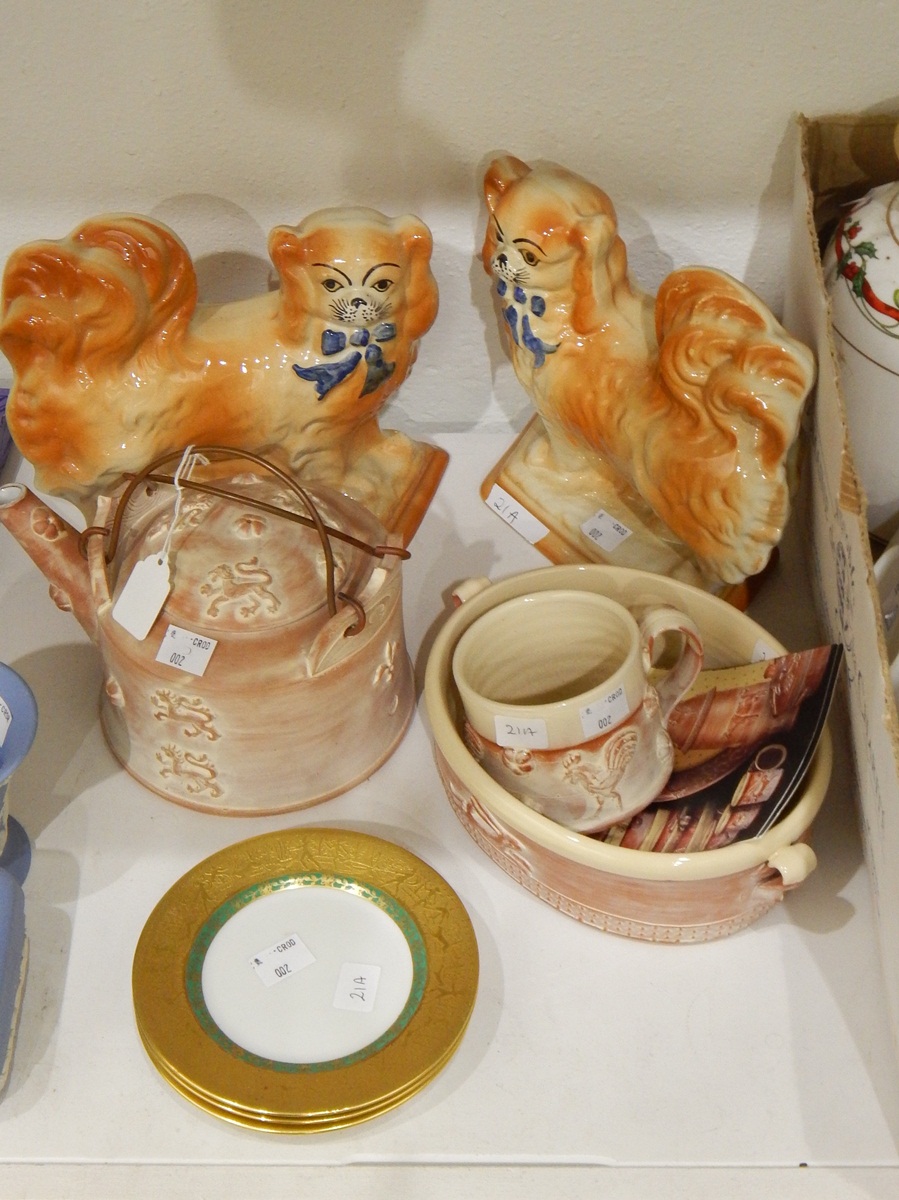 Items of pottery by Philip Wood including a two-handled dish,