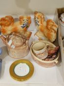 Items of pottery by Philip Wood including a two-handled dish,