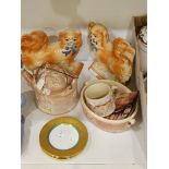 Items of pottery by Philip Wood including a two-handled dish,