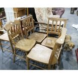 Five pine chairs,