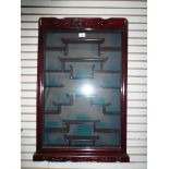 Oriental hardwood glazed wall-hanging display cabinet