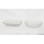 A pair of early 19th century cut glass dishes of rectangular form with panels of hobnail decoration,