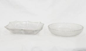 A pair of early 19th century cut glass dishes of rectangular form with panels of hobnail decoration,