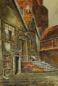 E Neville (early 20th century) Watercolour "Adventurers Hall", signed and titled,
