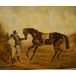 British school (19th century) Oil on canvas Horse with owner and jockey alongside,