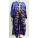 A Chinese silk robe in deep midnight blue,