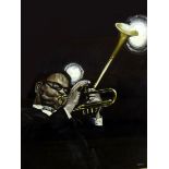 Merrin (20th century) Watercolour heightened in white "Dizzie", jazz musician, signed lower right,