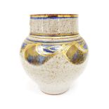 Studio stoneware vase, ovoid with lustre decoration, gilt DM mark,