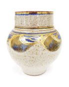 Studio stoneware vase, ovoid with lustre decoration, gilt DM mark,