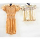 Various little girl's dresses in organza with smocking, silk,