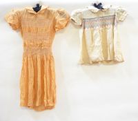 Various little girl's dresses in organza with smocking, silk,